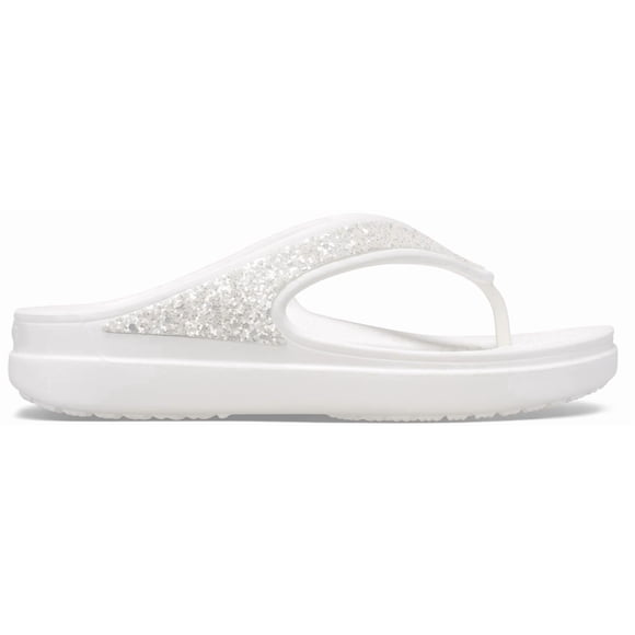 Sandalia Crocs Sloane Wedge Mujer Blanca con Brillo Talla 7