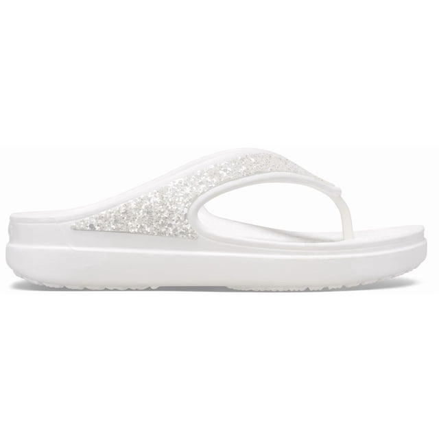 Sandalia Crocs Sloane Wedge Mujer Blanca con Brillo Talla 7
