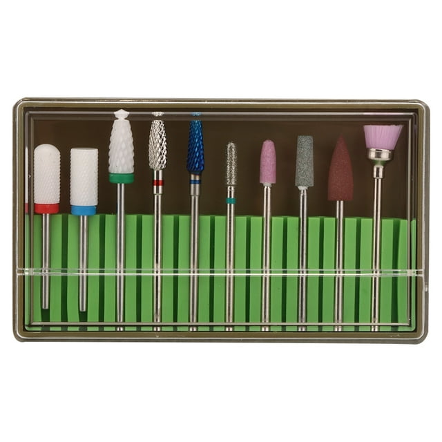 Jeu de Forets à Ongles, 10pcs Forets à Ongles Outil de Meulage Machine à Vernis à Ongles Conception Simplifiée
