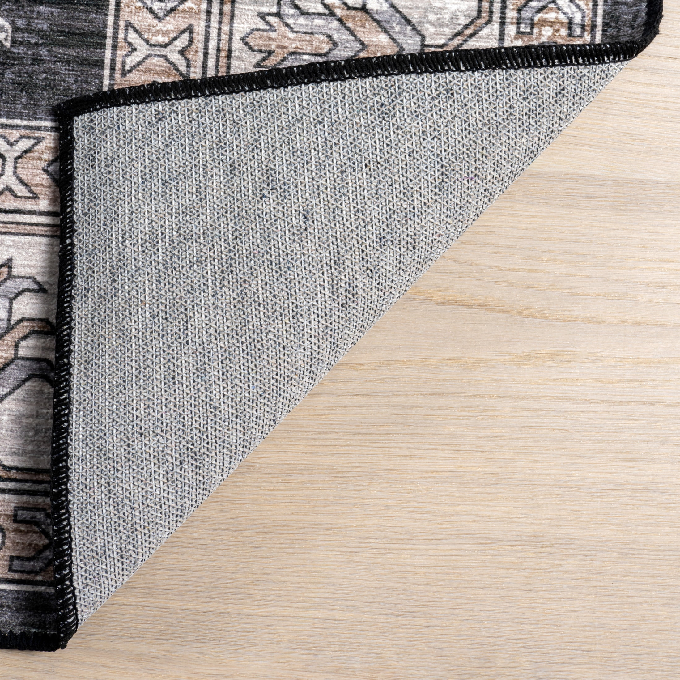 nuLOOM Moxie SplashGuard Traditional Bordered Machine Washable Area Rug, 3' x 5', Moxie Charcoal
