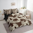 thumbnail image 3 of Feelyou Brown Stripe Abstract Bedding Comforter Set 7pcs, Minimalst Minimalism King Bedding Sets, Simple Fashion Style Reversible Bed Sheets, Ultra Soft Bedroom Decor, 3 of 7