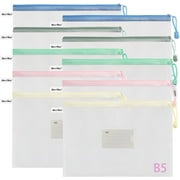 MerryNine Zipper Pouch Document Bag(5 Colors,10 Pack), Letter Size Waterproof Document Pouch with Card Pocket