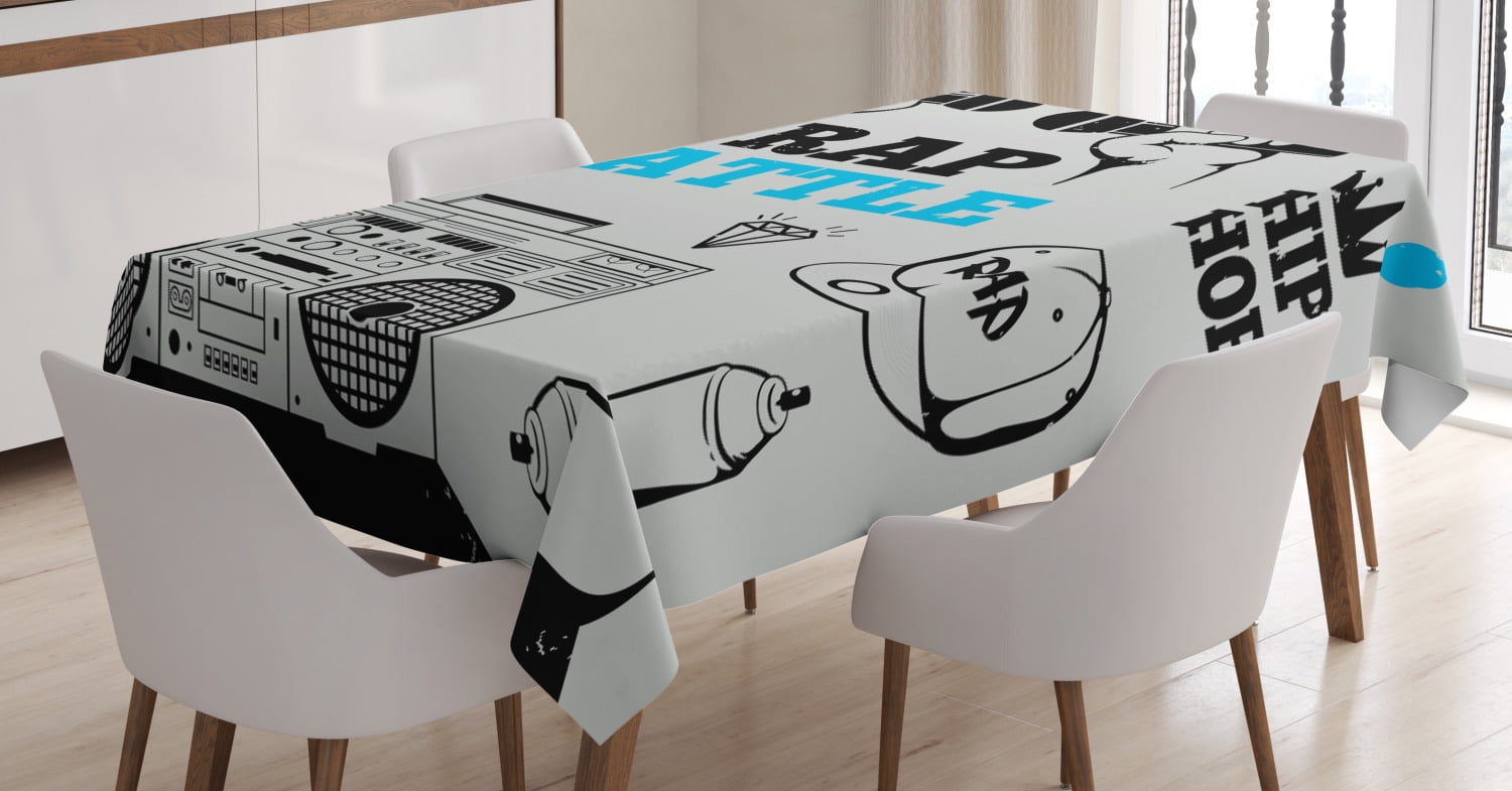 Hip Hop Tablecloth, Hip Hop Elements Freestyle Rap Duel with
