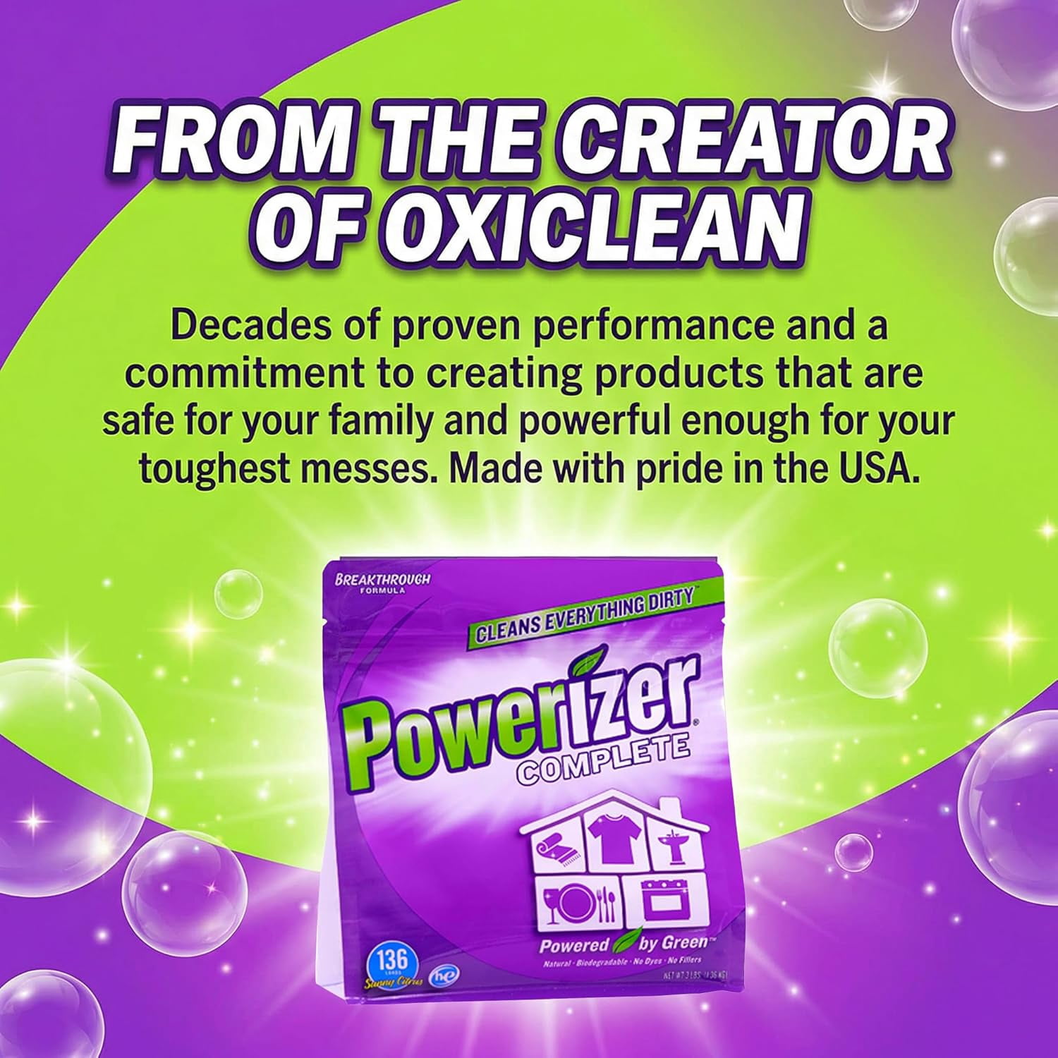 Complete - Dishwasher Detergent Powder With Oxi Stain Remover & Rinse Aid, 3-in-1 Concentrated Formula, 136 Loads (3lb)