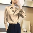 thumbnail image 4 of Satin Blouses for Womens Casual Lapel Collar Button Down Long Sleeve Silk Shirt 2026 Business Work Dressy Shirts, 4 of 5