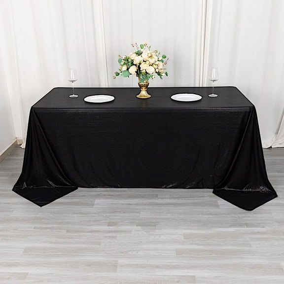 BalsaCircle 90x132 in Black Sequin Dots Polyester Rectangle Tablecloth Party Events Reception Decorations Supplies