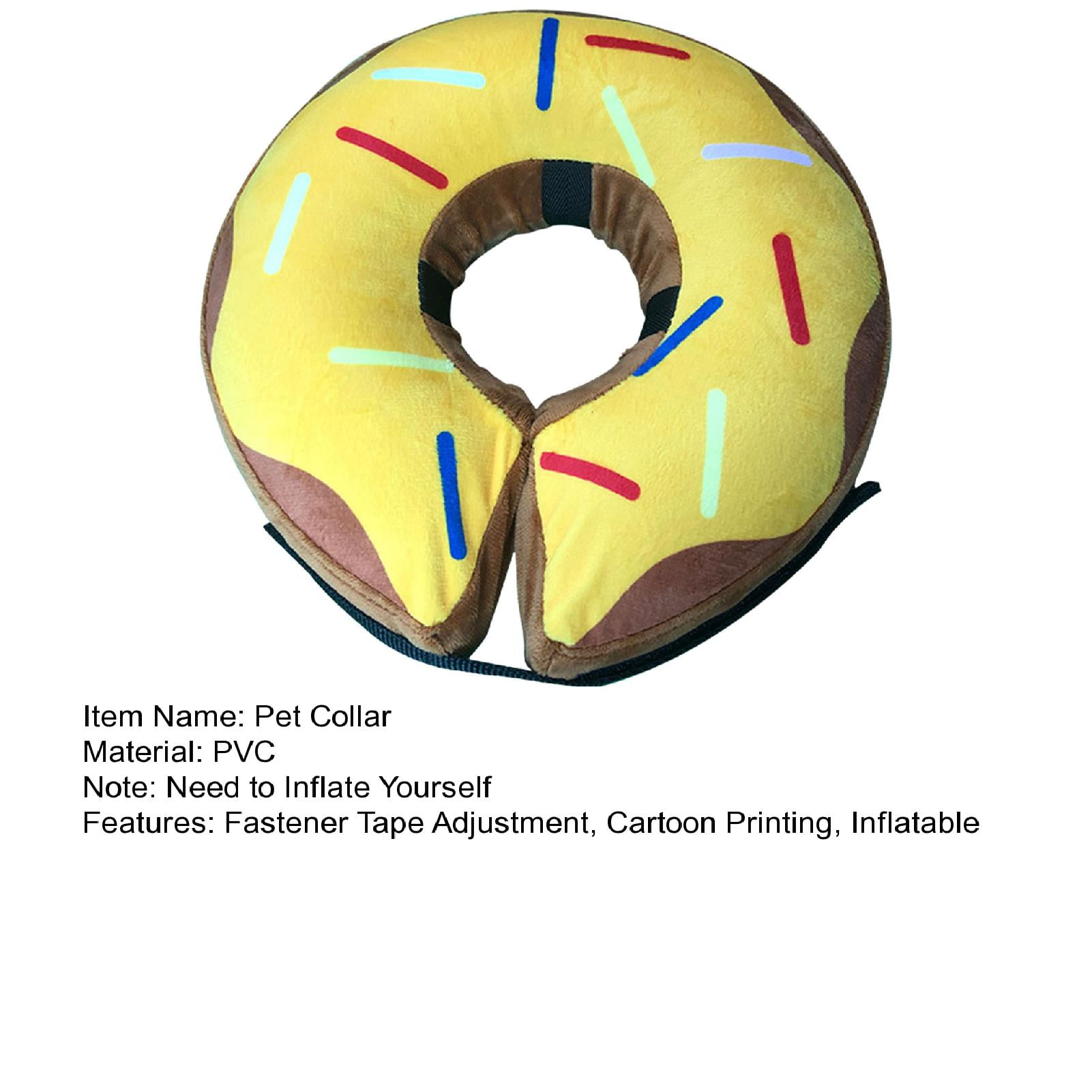 Pnellth Pet Collar Cartoon Printing Fastener Tape Adjustment Inflatable Dog Lick-Proof Collar After Surgery