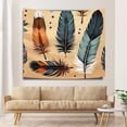 thumbnail image 4 of Tribal Boho Decorative Durable Wall Hanging Tapestry for House Bedroom Dorm Home College Deco 51x59 Inch Washable Decorative Big Tapestry Feathers Vibrant Leaves Tapestries, 4 of 7