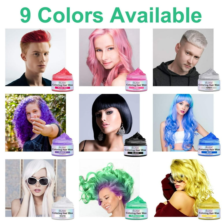 ikzee Coloring Hair Wax, Green - Hair Styling Clay Washable