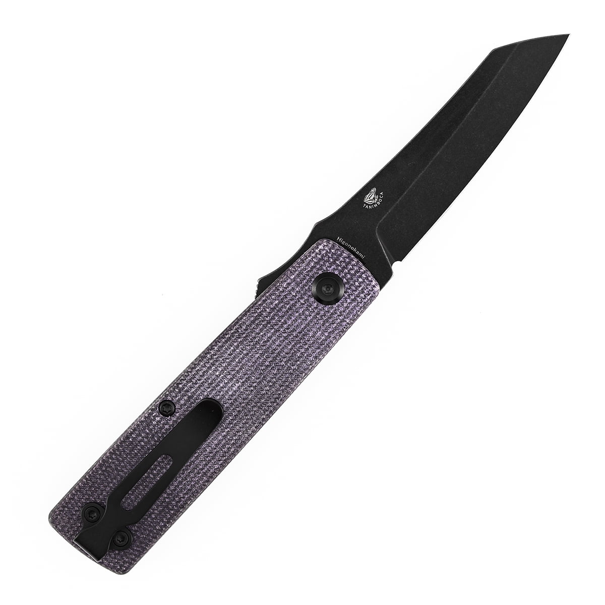 Tenable Higonokami Folding Pocket Knife,3.02'' Black Stonewashed D2 Blade,Purple Micarta Handle,B2135A1