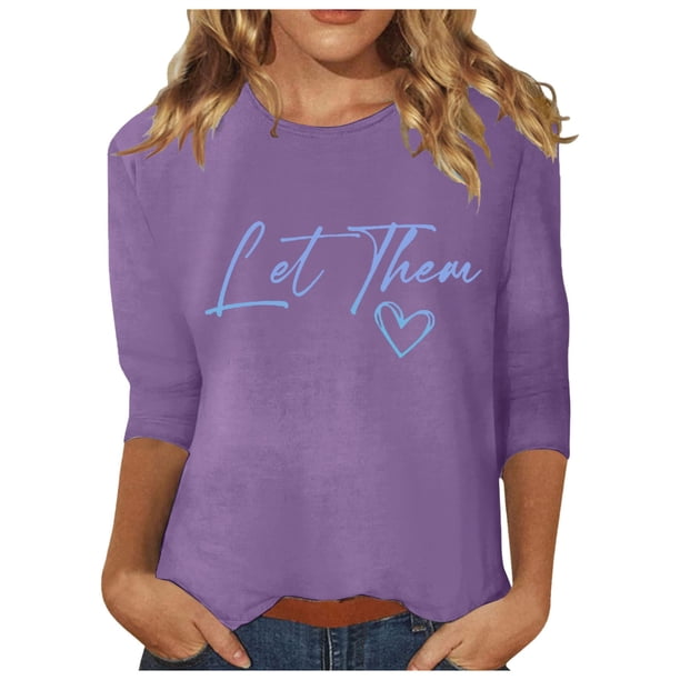 Blusa estampada de manga 3/4 y cuello redondo para mujer - Túnica informal para el día a día