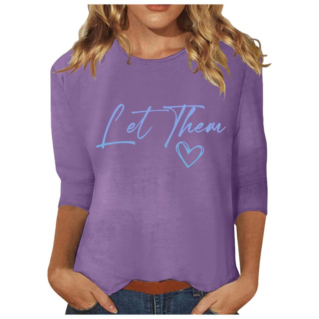 Blusa estampada de manga 3/4 y cuello redondo para mujer - Túnica informal para el día a día