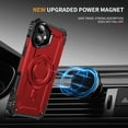 thumbnail image 6 of For iPhone 16 Case with Camera Ring Stand, [With Screen Protector (Tempered Film)][Compatible with MagSafe] [Built-in Kickstand] Heavy Duty Rugged Shockproof Magnetic Phone Case,Red, 6 of 8