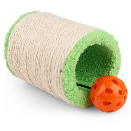 Cat Scratcher, Sisal Cat Scratching Post, Hollow Plush Roller with Interactive Cat Toy Ball & Bell, Claws Sharpener for