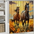 thumbnail image 5 of Abstract Horse Shower Curtain Sets for Bathroom, 4 Pieces Nature Flower Tree Landscape Bathroom Decor Set Waterproof Shower Curtains with 12 Hooks Toilet Lid Rug and Bath Mat, Style-4, 5 of 8