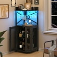 thumbnail image 6 of HAUXITIO 61" Corner Bar Cabinet with Power Outlet & LED Light,Industrial 4-Tier Wine Rack with Glass Holder,Farmhouse Liquor Storage Cabinet,Black, 6 of 7