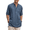 Dark Blue, variant on Mens Cotton Linen Shirts Long Sleeve Collarless Henley Shirts Casual Kurta Indian Shirts with Pocket