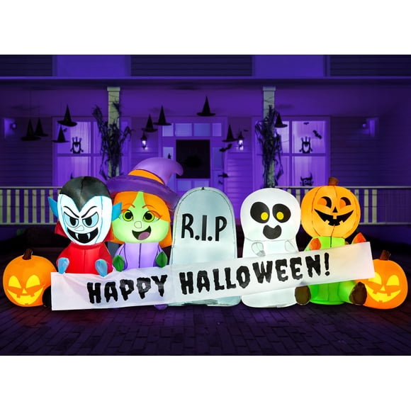 Calabaza hinchable Joiedomi para Halloween, con LED, fantasma, bruja, 244 cm