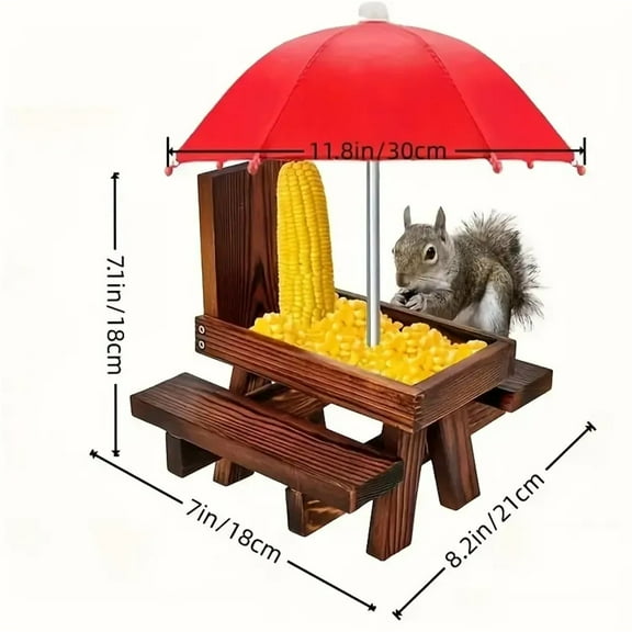 Rkxzt Feeder Wood Squirrel Feeder Outdoor Garden Hanging Corn Nut Feeder With Flag 21x18x18cm Home Garden|Wood,Wood
