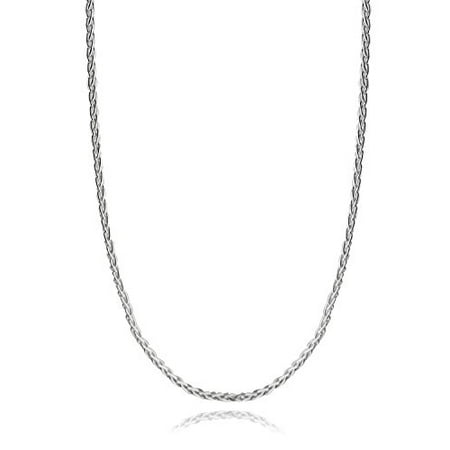 - Italian 925 Sterling Silver 3mm Spiga Wheat Diamond Cut Chain Necklace - 16, 18, 24, 30 Inches (30)
