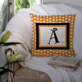 thumbnail image 3 of Letter A Monogram - Orange and Black Polka Dots Fabric Decorative Pillow, 3 of 4