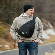 WATERFLY Unisex Large Capacity Nylon Sling Cross-Body Shoulder Chest Bag,Black
