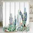 thumbnail image 4 of SUNOLIFE Tropical Cactus Shower Curtain Summer Succulents Plants Waterproof Fabric Bathroom Curtain 72x72 in, 4 of 5