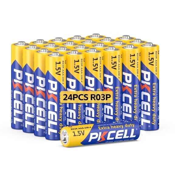 PKCELL AAA R03P UM4 1.5V Battery, 24PCS Triple A Carbon Zinc Batteries