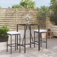 thumbnail image 1 of vidaXL 3 Piece Garden Bar Set with Cushions Black Poly Rattan, 1 of 5