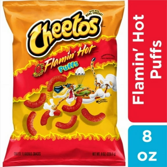 Pack of 2 - Cheetos Flamin' Hot Puffs Cheese Snacks 8 oz