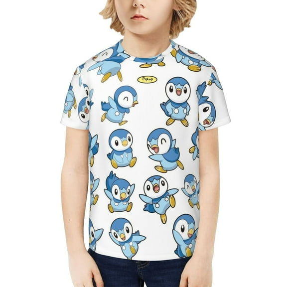 Piplup Boys Girls Teens T Shirt Graphic Print Casual Short Sleeve Funny Top Tees Shirt for Youth Kids
