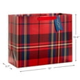 Hallmark 10" Large Horizontal Christmas Gift Bag with Handles and Gift Tag (Red Tartan Plaid