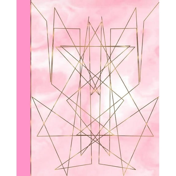 Pink Marble Effect & Gold Geometric Design: Diary Weekly Spreads January to December