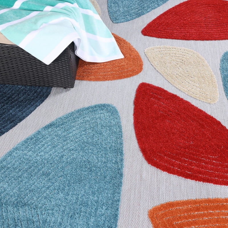 Superior Tulip Modern Geometric Indoor Outdoor Area Rug, 10' x 14', Multicolor