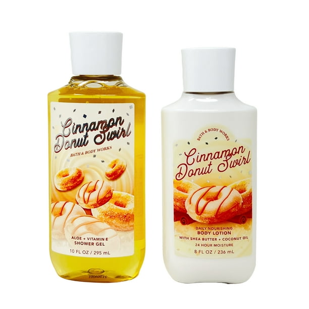 Bath and Body Works Cinnamon Donut Swirl Gift Set Duo Includes Shower
