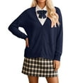 thumbnail image 6 of Gyexs Cardigan Sweaters for Women Casual Lightweight Soft Knit V Neck Womens Cardigans Sweater Trendy Fall Winter Clothes (Navy, Size L), 6 of 7