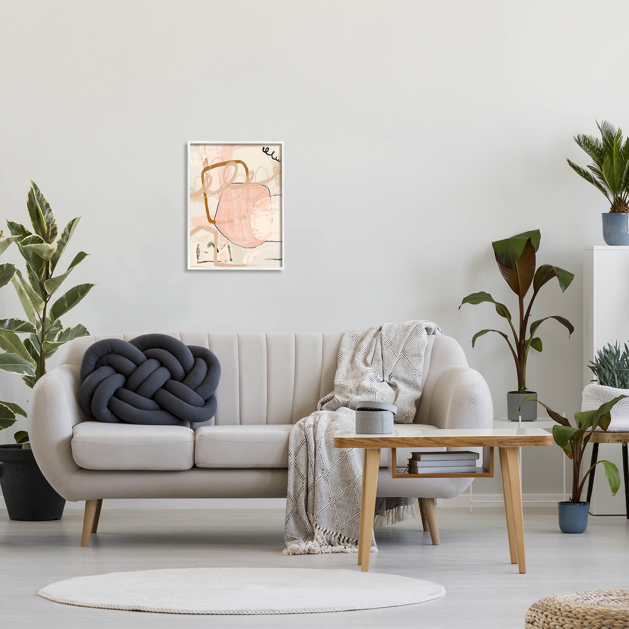 Stupell Industries Contemporary Layered Abstract Shapes Graphic Art White Framed Art Print Wall Art, Design by Kim Allen