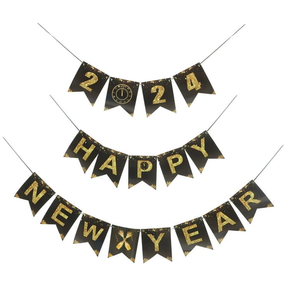 ULTNICE 1 Set of Festive New Year Decorations Paper Card Hanging Flag for Home Decoration Business Owners