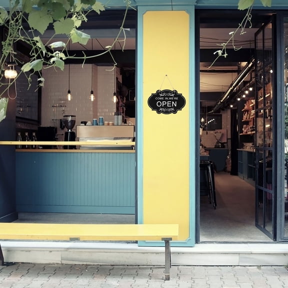 NICEXMAS Wooden Open Closed Hanging Sign Double-Sided Business Door Decor Black