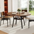 thumbnail image 4 of Rustic Farmhouse Round Dining Table for 4-6 – Wood Kitchen Table with Storage Shelf, Sturdy Metal Frame – Space-Saving Circle Table for Dining Room or Small Apartment – Reddish Brown, 47.3", 4 of 8