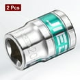 thumbnail image 3 of Uxcell 2pcs 1/2" Drive 6 Points Socket 20mm CR-V Metric Shallow Socket, Silver Green, 3 of 7