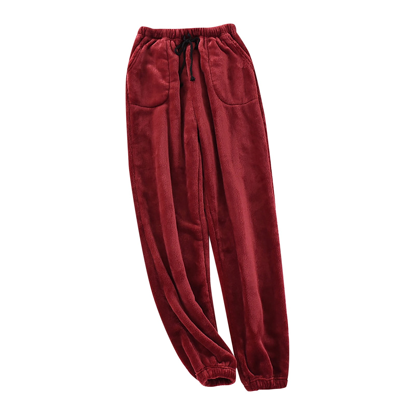 nsendm Male Pants Adult Mens Hiking Pants Men s Pajama Pant Autumn and Winter Flannel Wide Mouth Trousers Loose Large Size Warm up Wine XXXL Walmart