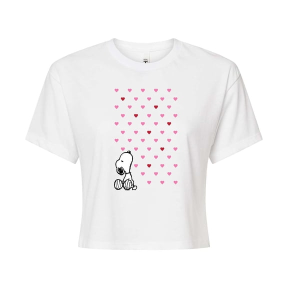 Peanuts - Snoopy Heart Grid Cropped Graphic T-Shirt