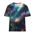 thumbnail image 5 of Ounisa Short Sleeve Women Tops Crewneck Blouses Dressy Casual Summer Starry Sky T Shirts Loose Fit Business Work Clothes, 5 of 6