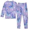 thumbnail image 2 of RMDQTR Cotton Pajama Set - 95% Cotton Soft Breathable Elastic Waist Round Neck Sleepwear for 18M-8Y Watercolor Beautiful Blue Butterflies, 2 of 7