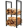 thumbnail image 1 of 2 Tiers Small Firewood Log Storage Rack Holder for Indoor Fireplace or Outdoor Patio, Black, 1 of 7