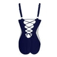 thumbnail image 4 of Afdoent Women One Piece Swimsuits Women's Swimsuit Tummy Control Bathing Suit Deep V Neck Color Block Lace Up Back Swimwear Women's Clothing, 4 of 6