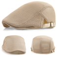 thumbnail image 5 of Minzimin 2 Pack Men's Mesh Cap Breathable Summer Newsboy Hat Adjustable Beret Ivy Cap Irish Cabbie Driving Hats, 5 of 7