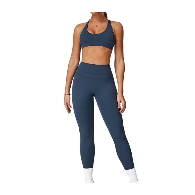 Conjuntos de entrenamiento for mujer, sujetador deportivo de 2 piezas, camiseta sin mangas, leggings de cintura alta, ropa deportiva for gimnasio y yoga, top de entrenamiento for mujer
