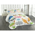 thumbnail image 3 of Ambesonne Animal Quilted Bedspread Set 3 Pcs, Cartoon Giraffe Zebra Turtle, King Size, Multicolor, 3 of 5